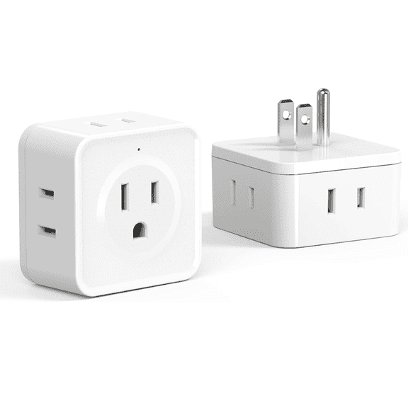 JcBlaon Surge Protector Power strip 2 Pack Multi Plug Outlet Extender 5 Way Electrical Splitter