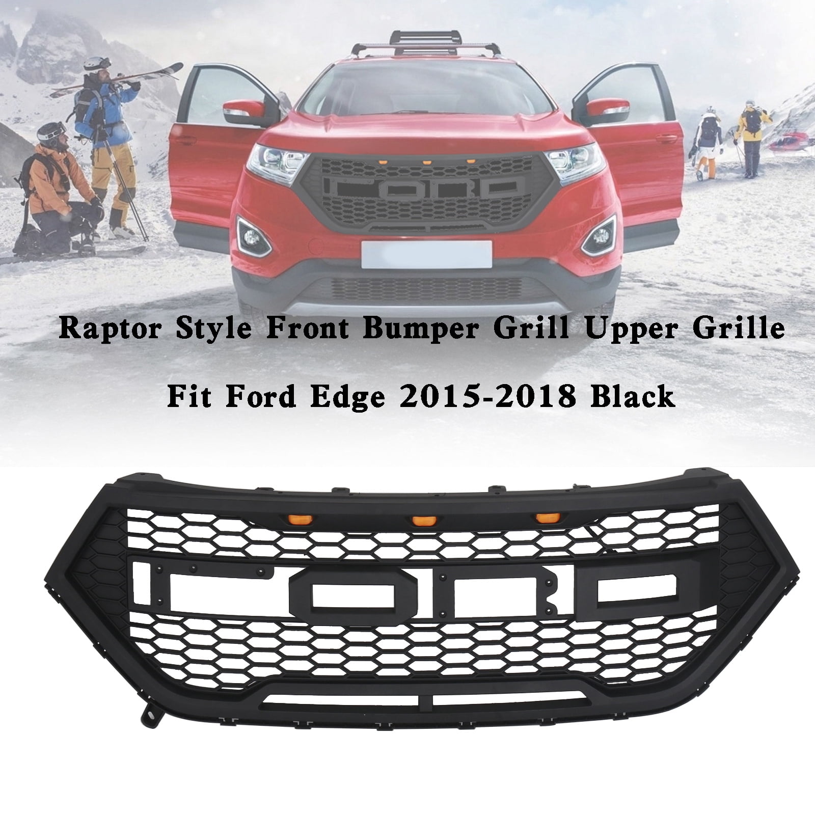 Jcarpart Raptor Style Front Bumper Grille, Black, for 2015-2018 Ford Edge