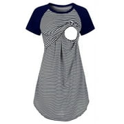 KVMETEOR Jchiup Maternity Short Sleeve Nursing Nightgown for Breastfeeding Sleepwear