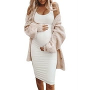 KVMETEOR Jchiup Women Maternity Summer Sleeveless Solid Color Bodycon Tank Dress