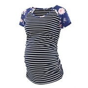 Jchiup Women's Short Sleeve Ruched Maternity T Shirt Top