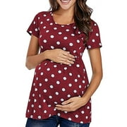 LAPA Jchiup women's maternity tops short sleeve side ruching round neck shirt