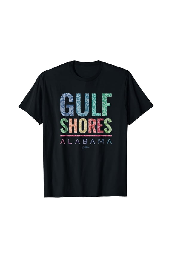Jcombs Gulf Shores Seashell Shadows Graphic Design T-Shirt BLACK Unisex S-5XL Hot Trending Shirt, Vintage Birthday Gift