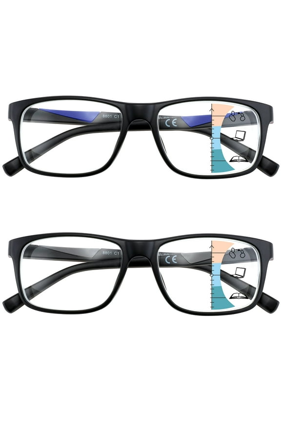 Bifocal Reading Glasses For Men Adjustable Progressive No Line Multifocus Readers Large Trifocal Multifocal Flex Focus Dual Vision Eyeglasses Wide Transition Blue Light Computer Frame +3.0