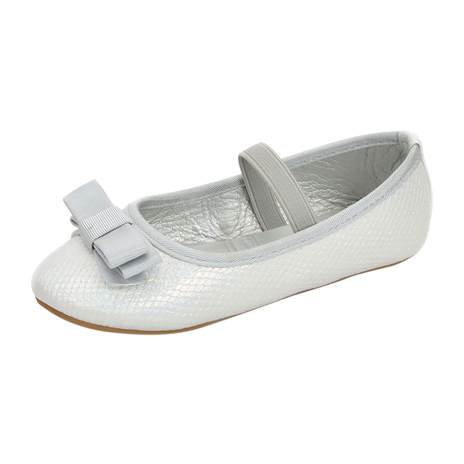 Girl Shoes Size 12 Children Shoes Flat Shoes Shoes With Sequins Bowknot Girls Dancing Shoes 2 Year Old Shoes Girl Girls Tennis Shoes Girls' Shoes Pu Silver 9