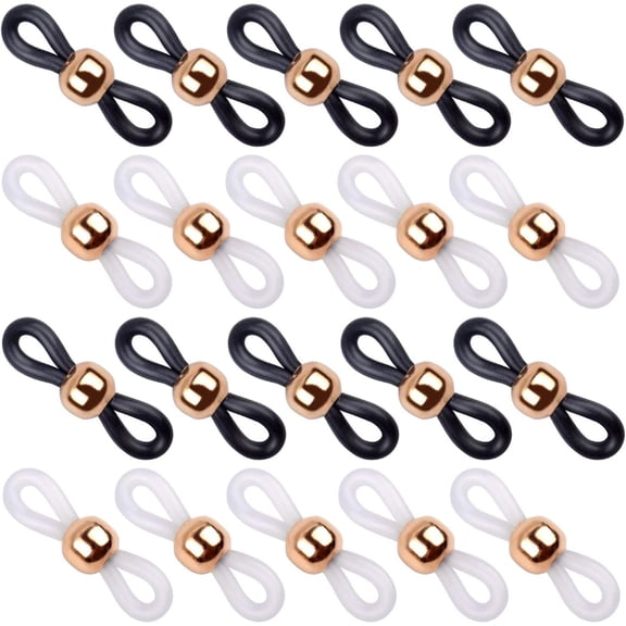 Jdesun 20 Pieces Eyeglass Chain Ends,Adjustable Metal Bead Rubber Ends Connectors for Eye Glasses Holder Necklace Chain