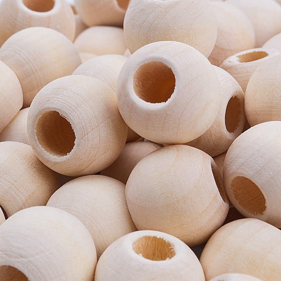Jdesun 200 Pieces Wooden Beads, Natural Round Wood Loose Beads Wood Spacer 12mm Diameter and 4mm Hole