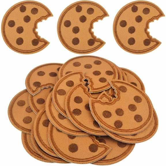 Jdesun 20pcs Cookie Embroidered Patches Chocolate Chip Cookie Iron on Patches Cute Embroidery Applique Sew on Patch for Clothes Hat Pants Shoes Sewing Craft Decoration