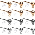 thumbnail image 1 of Jdesun Ball Post Earrings with Loop, 40pcs 4mm Hypoallergenic Stainless Steel & Silicone Earring Studs & Backs, 4 Colors, 1 of 7