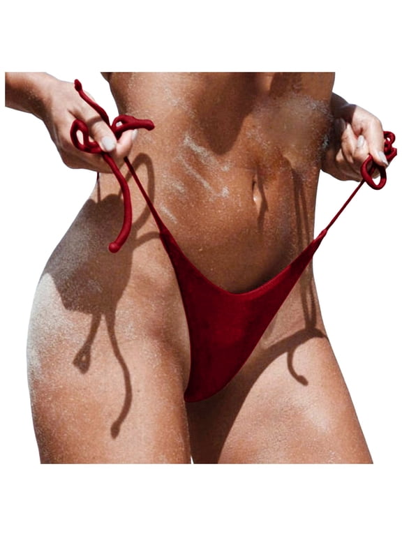 u Cheeky Bikini Bottoms for Women String Thong Bikini Bottoms Solid Color Brazilian Bikini Bottomsï¼,Lï¼