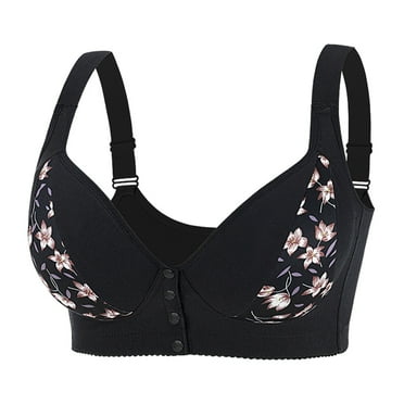 Jdkau Front Closure Bras for Older Women Front Closure Wireless Bras Comfortable Bras Plus Size Bras for Women（Black,50C）