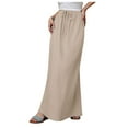 thumbnail image 1 of Jdkau Maxi Skirts for Women Cotton Linen Drawstring A-Line Casual Loose Flowy Long Beach Skirt Summer Skirts for Women（Beige,S）, 1 of 9