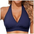 thumbnail image 1 of Jdkau Womens Bikini Black Bikini Top Halter Bikini Top V Neck Tie Back Bathing Suit Tops Underwire Bikini Top（Blue,M）, 1 of 7