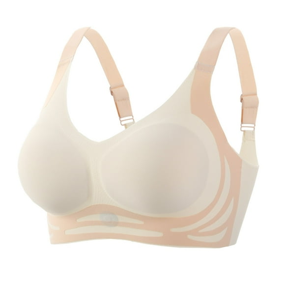 Jdkau Supportive Sports Bras for Women Seamless Push Up Bra Full Coverage Wireless Bras with Support and Lift(White,XL)