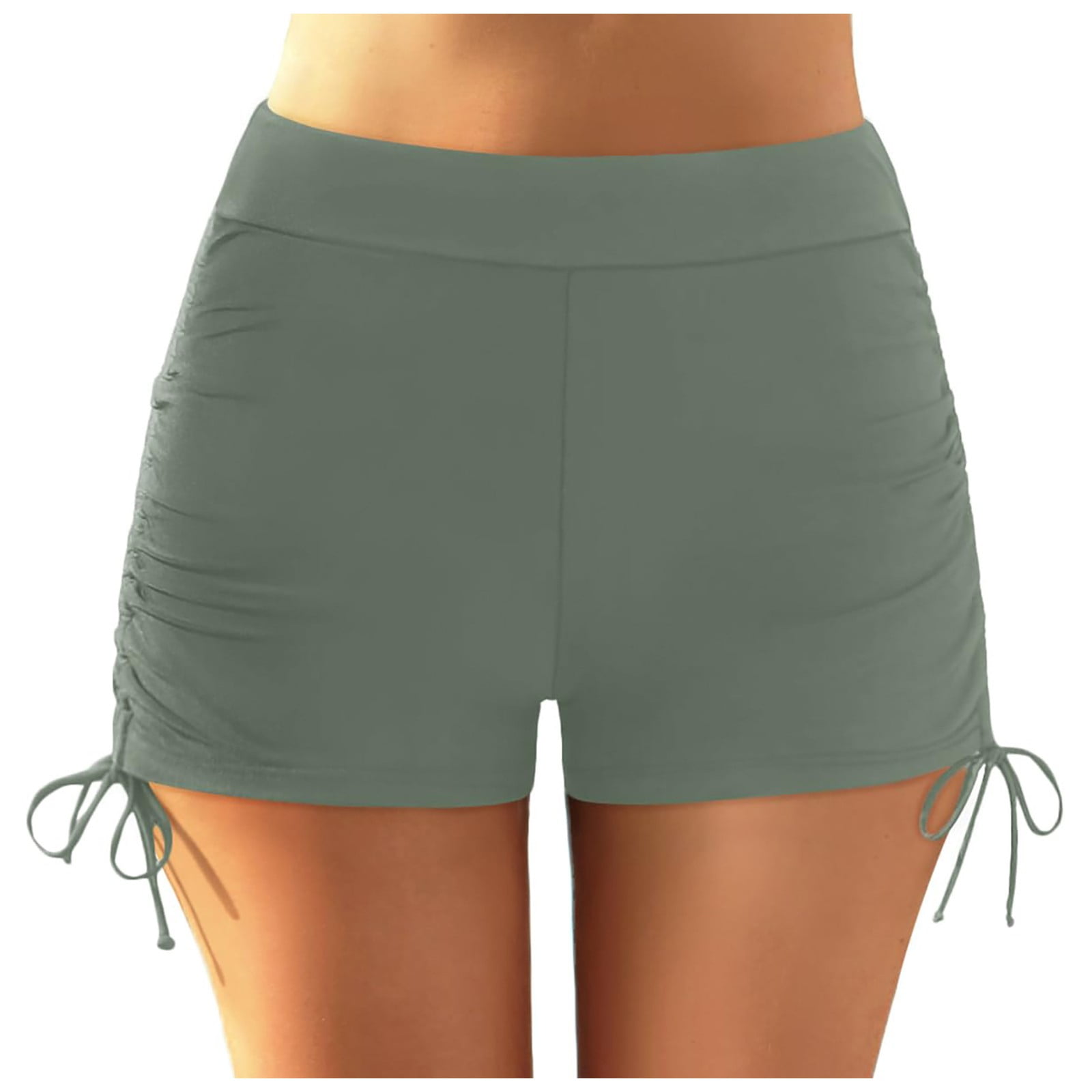 Jdkau Swim Shorts Women High Waisted Swimsuit Shorts Tie Side Bathing Suit Bottom Tummy Control Plus Size Swim Shorts（AG,XL）