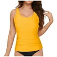 thumbnail image 1 of Jdkau Tankini Tops for Women Swimwear Top Only Tummy Control Tankini U Neck Wide Straps Swimwear Tops No Bottom（Yellow,XL）, 1 of 9