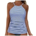 thumbnail image 1 of Jdkau Tankini Tops for Women Underwire Tankini Tops High Neck Bathing Suit Tops Slim Fit Ruched Swim Tops Only UPF50+（Sky Blue,L）, 1 of 7