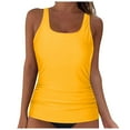 thumbnail image 1 of Jdkau Underwire Tankini Womens Tankini Tops Slim Fit Swimwear UPF 50+ Ruch Tummy Control Swimsuits No Bottom（Yellow,L）, 1 of 5