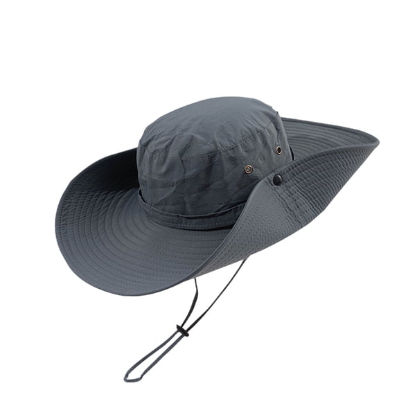 SWSMCLT Men's Sun Protection Wide Brim Western Hat Summer Safari Hat Winter Metal Fishing Camping Classic Travel Cap Grey One Size