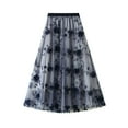 thumbnail image 1 of Jdlsppl Women's A Line Skirt Billowy Tulle Skirt Autumn Classic Chic Comfy Light Elastic Bunched Flowy Calf Length Navy Small-Large, 1 of 4
