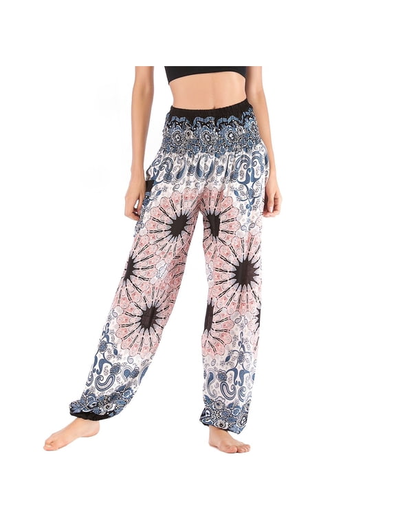 Jdlsppl Women's Boho Harem Pants Yoga Trousers Workout Soft High Waist Running Comfy Loose Summer Casual Pants Patterned301 Small-X-Large