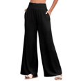thumbnail image 1 of Jdlsppl Women's Casual Wide Leg Pants Palazzo Pant Baggy Cotton High Waisted Classic Empire Waist Elastic Band Trousers Black 18, 1 of 1