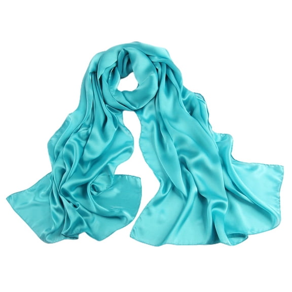 Jdlsppl Women's Chiffon Pashmina Cape Fall Scarf Warp Fashion Lightweight Thin Satin Soft Casual Cozy HolidayPeacock Blue One Size