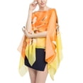 thumbnail image 1 of Jdlsppl Women's Cover Up Shirt Soft Sheer Poncho Summer Top Button Up Chiffon Blouse Beach Long Fashion Swing Elegant Cape Orange One Size, 1 of 1