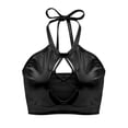 thumbnail image 1 of Jdlsppl Women's Crop Top Metallic Shiny Camisole Shirt Halter Backless Halloween Hollow Out Fashion Cami Shirt Black Small, 1 of 1