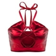 thumbnail image 1 of SWSMCLT Women's Camisole Shirt Halter Backless Halloween Hollow Out Crop Top Metallic Shiny Fashion Cami Shirt Red X-Large, 1 of 1
