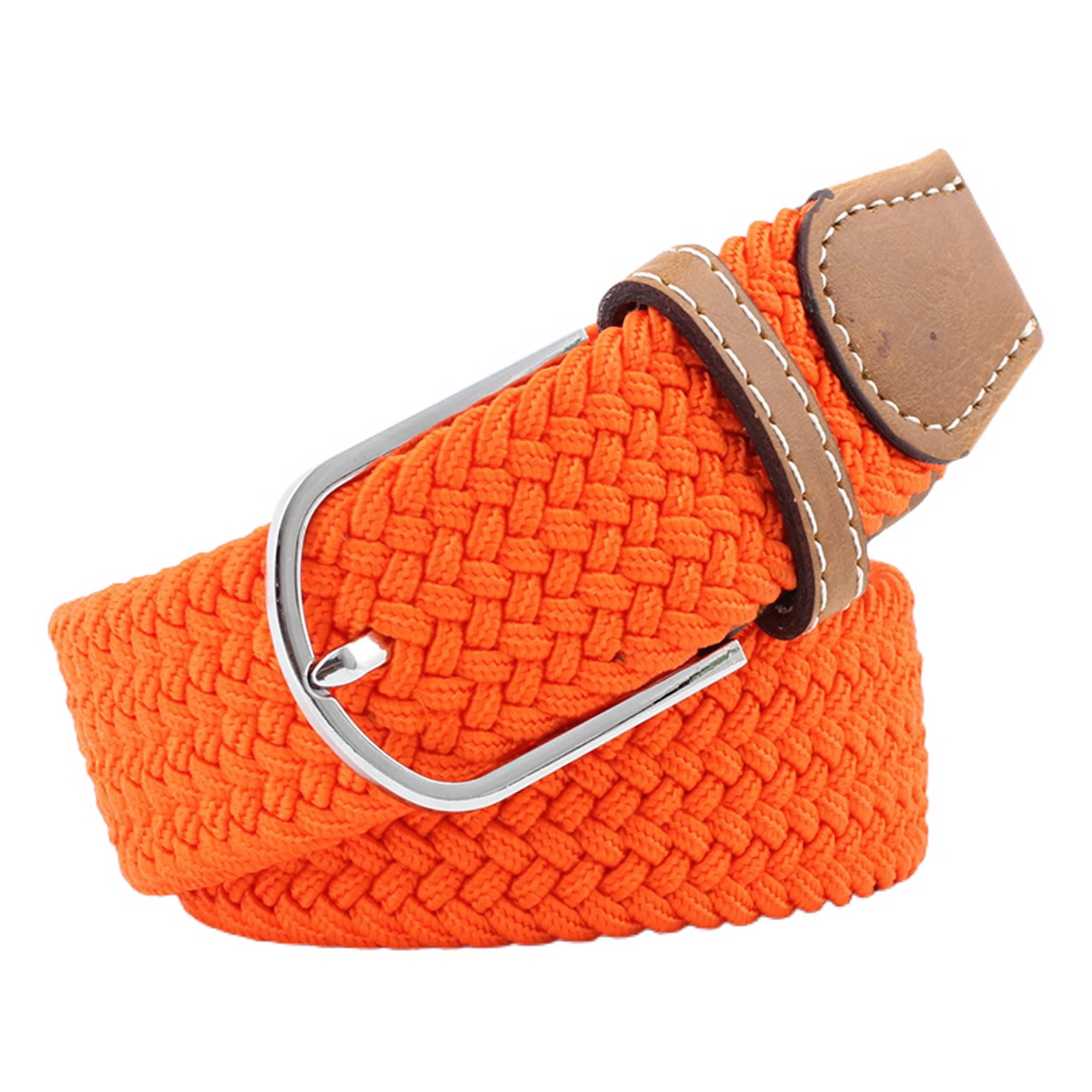 Red and orange braided leather belt Collegiate Newport Woven Italian Rayon Elastic Belt - Navy  main image 2