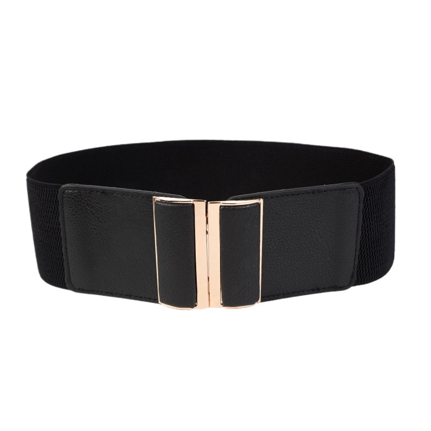 Wide Elastic Chunky Stretchy Thick Belt with Gold Buckle WHIPPY Women Wide Elastic Waist Belt for Dresses Fashion  main image 2