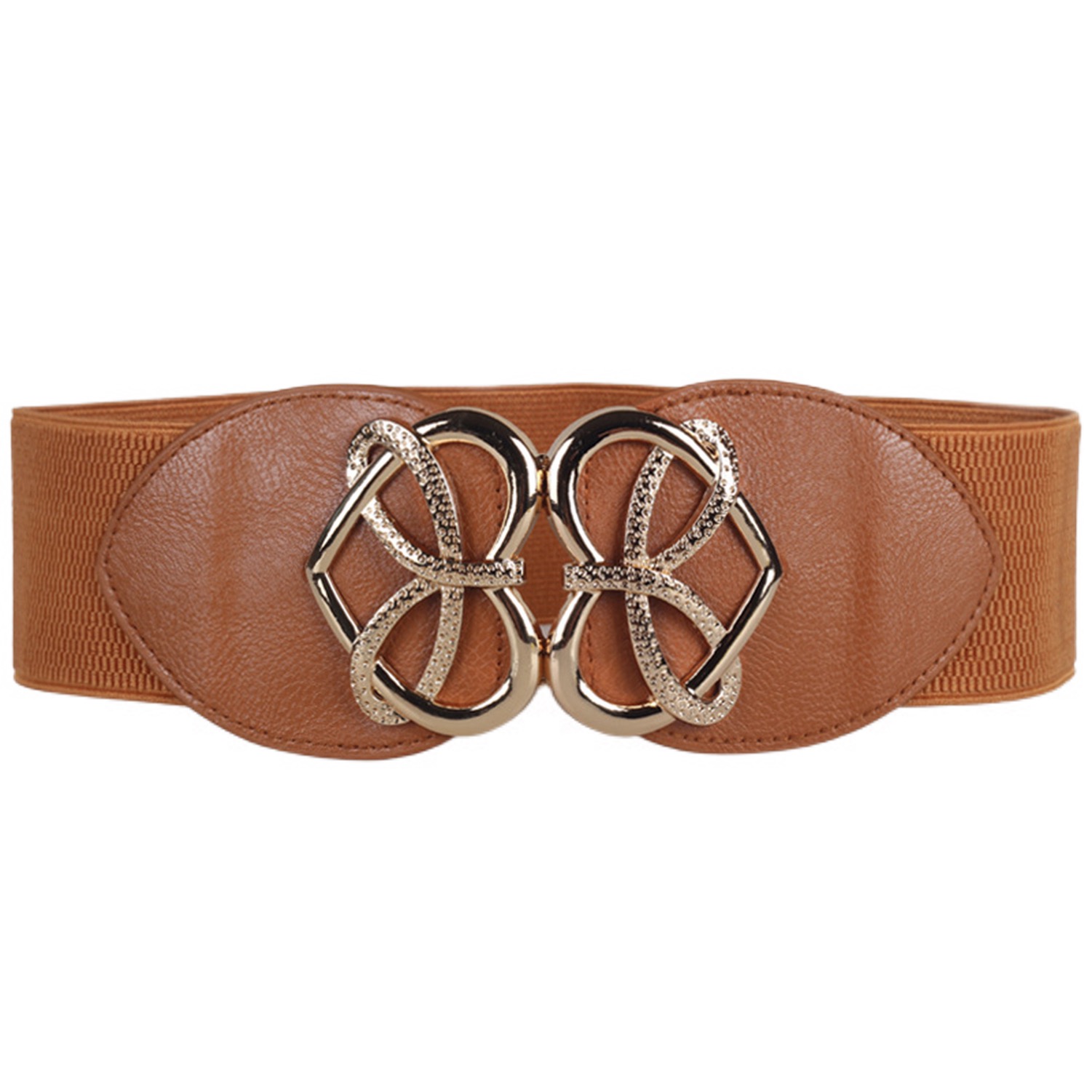 Women\'s Elastic Wide Belt Vintage Studded Stretchy Waist Belt Dress Pants Coffee Amazon.com: macoking Studded Wide Belts for Women Elastic  main image 3