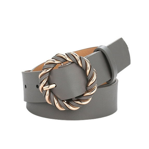 Jdlsppl Women's Faux Leather Belt For Dress Fashion Belt O Ring Metal Buckle Elegant Casual Summer Basic Dress Jean Belts Grey One Size