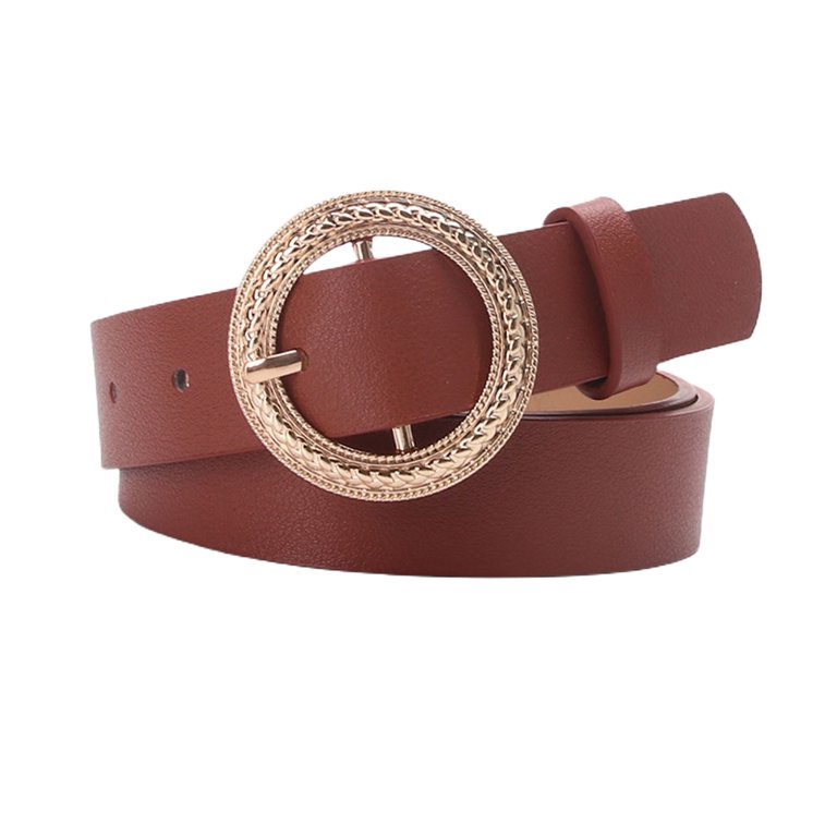 Leather Fashion Belt with Metal Buckle for Jeans and Dresses Amazon.com: 2 Packs Womens Belts for Jeans Ladies Belt for  main image 3