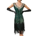 thumbnail image 1 of Jdlsppl Women's Flapper Dress Midi Fringe Tassel Glitter Silver Sparkle Rhinestone Beaded Swing Roaring 20s Gatsby Short Sequin Masquerade Dresses Green 8-10, 1 of 5