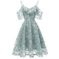 thumbnail image 1 of SWSMCLT Women's Wedding Evening Gown Party Cocktail Floral Lace Cold Shouder Dress Homecoming Dresses Ruffle Sleeve A Line Flowy Blue 4-6, 1 of 5
