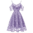thumbnail image 1 of Jdlsppl Women's Floral Lace Cold Shouder Dress Homecoming Wedding Evening Gown Party Cocktail Dresses Ruffle Sleeve A Line Flowy Purple 8-10, 1 of 5