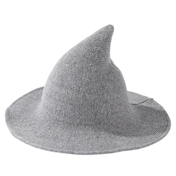 Jdlsppl Women's Hat Halloween Outfit Hat Wizard Cap Witch Warm Fall Witches Casual Acrylic Dance Fashion Witch Hat Grey One Size