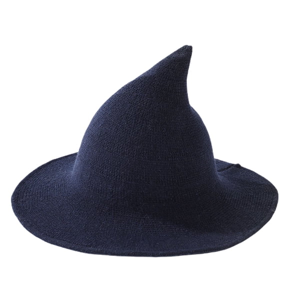 Jdlsppl Women's Hat Halloween Outfit Hat Wizard Cap Witch Warm Fall Witches Casual Acrylic Dance Fashion Witch Hat Navy One Size