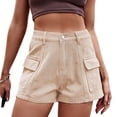 thumbnail image 1 of SWSMCLT Women's Jean Shorts Short Denim Shorts Mid Thigh Comfy Summer Slim Fit Chino Lounge Soft Boyshorts Khaki Medium, 1 of 4