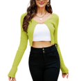 thumbnail image 1 of SWSMCLT Women's Scoop Neck Shawl Knitted Bolero Shrug Sweater Open Front Knit Crop Cardigan Sweater Long Sleeve Stretchy Elegant Crop Top Green Medium, 1 of 1