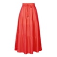 thumbnail image 1 of SWSMCLT Women's Long Skirt Ruffle Pleated Cotton Casual Elastic Waist A Line High Waisted Vintage Summer Orange 8, 1 of 1