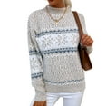 thumbnail image 1 of SWSMCLT Women's Long Sleeve Sweater Knit Christmas Pullover Sweaters Cute Chunky Warm Printed Winter Drop Shoulder Apricot Large, 1 of 4