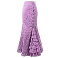 thumbnail image 1 of Jdlsppl Women's Maxi Victorian Skirt Vintage Retro Lace Up Ruffle Mermaid Tail Steampunk Medieval Renaissance Edwardian Vampire Long Gothic Pencil Skirts Light Purple X-Large, 1 of 1