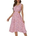 thumbnail image 1 of Jdlsppl Women's Midi Sleeveless Dresses Cut-out Party Sundress Floral Sexy Holiday Casual Summer A Line Chiffon Fitted Spring Dress Pink X-Large, 1 of 4