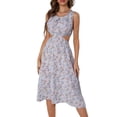 thumbnail image 1 of Jdlsppl Women's Midi Sleeveless Dresses Cut-out Party Sundress Floral Sexy Holiday Casual Summer A Line Chiffon Fitted Spring Dress Sky Blue Medium, 1 of 4