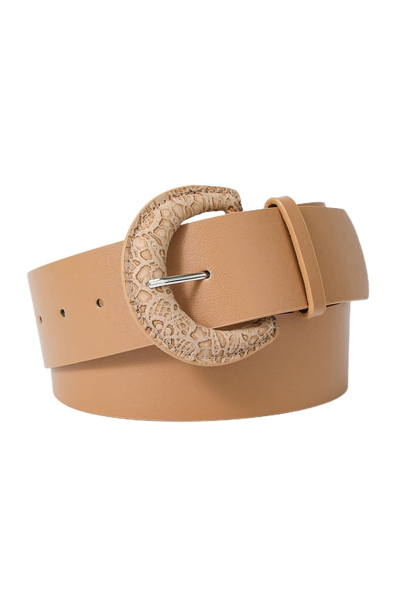 Jdlsppl Women's PU Faux Leather Belt For Dress Chunky Belt Fashion Buckle D Ring Vintage Regular Fit Khaki One Size
