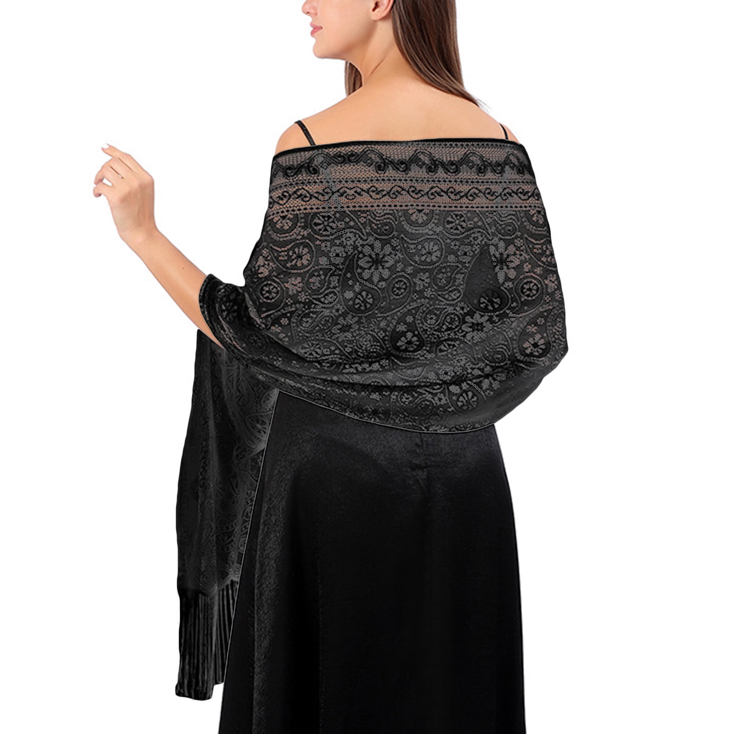 Evening Shawl Wrap Black Sequin Shawl Women's Shawl Wrap Casual