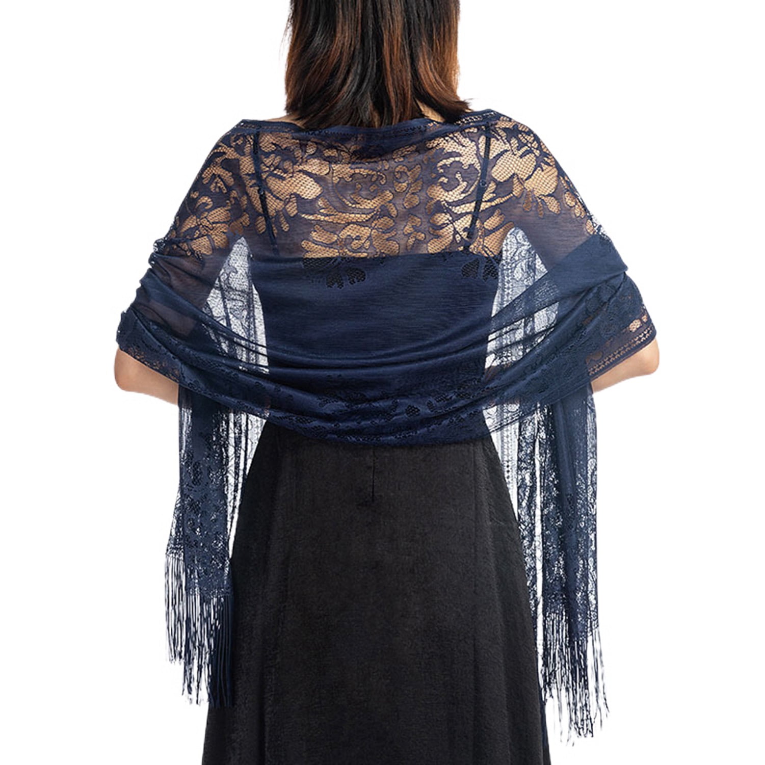 Jdlsppl Women s Pashmina Shawls and Wraps for Evening Dresses Boho Gypsy Head Scarf Fancy Elegant Lace Crochet Mesh Wedding Bridal Banquet Formal Pashmina Scarf with Fringe Red One Size Walmart